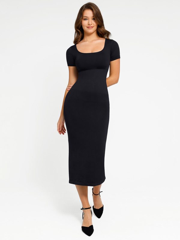 Seamless Shapewear Eco-Friendly Back Slit Midi Dress
