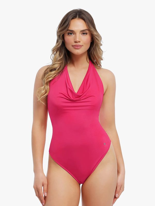 Shapewear Halter Cowl Neck Tummy Control Bodysuit