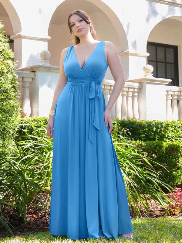 Shapewear Deep V-Neck Front Slit Maxi Goddess Dress