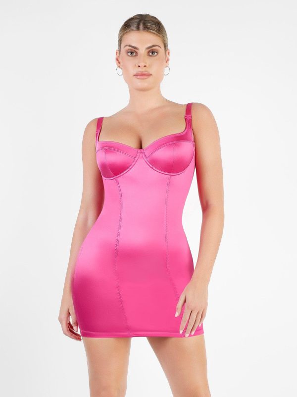 Built-In Shapewear Metallic Shiny Bustier Mini Dress