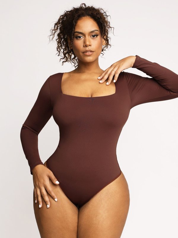 Contour Long Sleeve Square Neckline Bodysuit